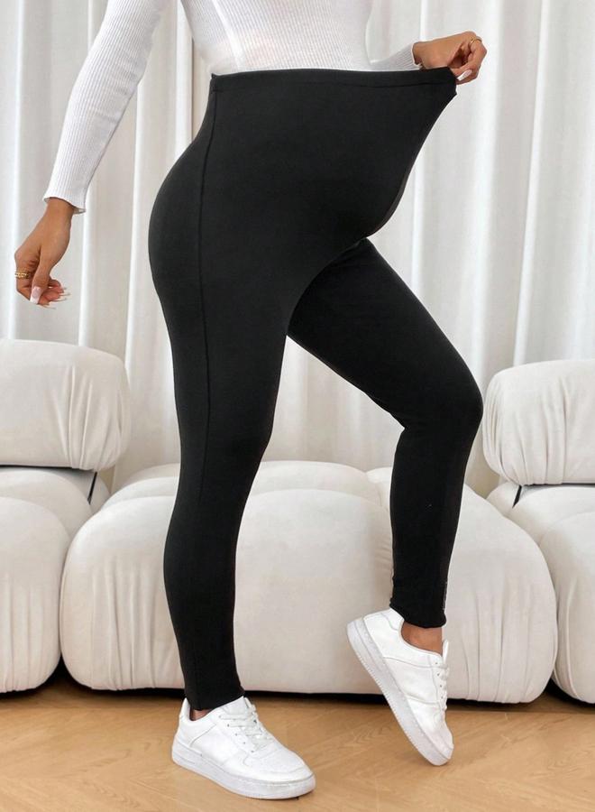 Take Two Women Solid Fleece-Lined Maternity Leggings - Image 3